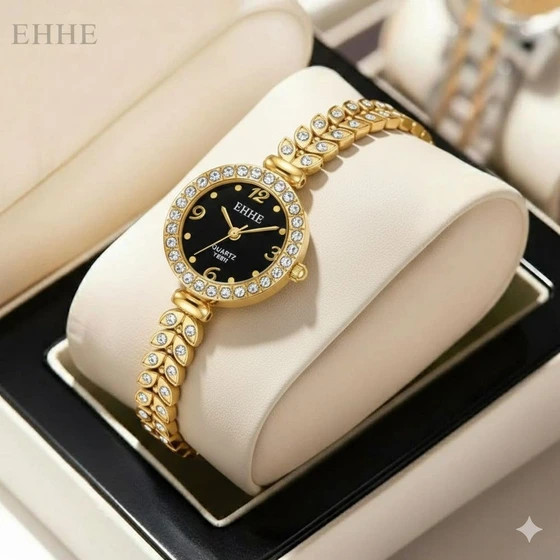 ساعت مچی زنانه زنجیری ظریف EHHE نگینی