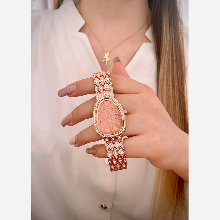 ساعت مچی زنانه بند استیل نگینی بلگاری Bvlgari