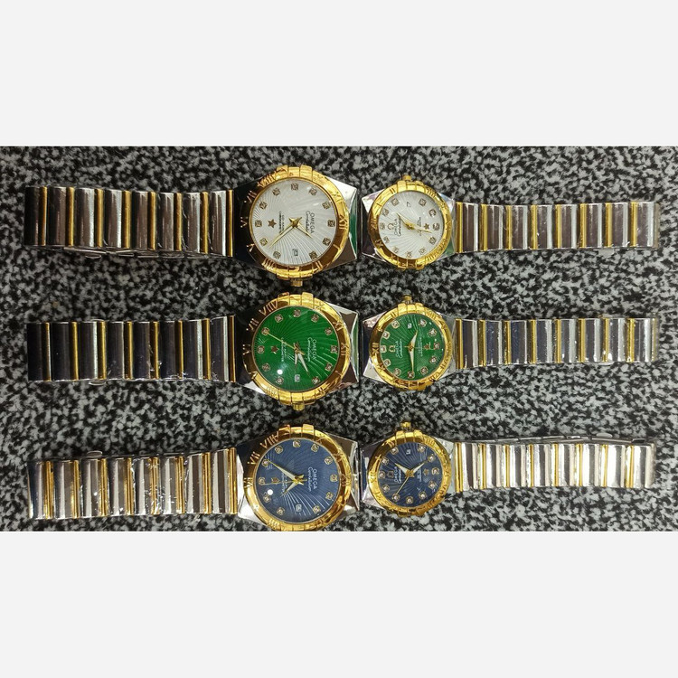 ست زنانه مردانه ساعت مچی بند استیل امگا کانستلیشن Omega