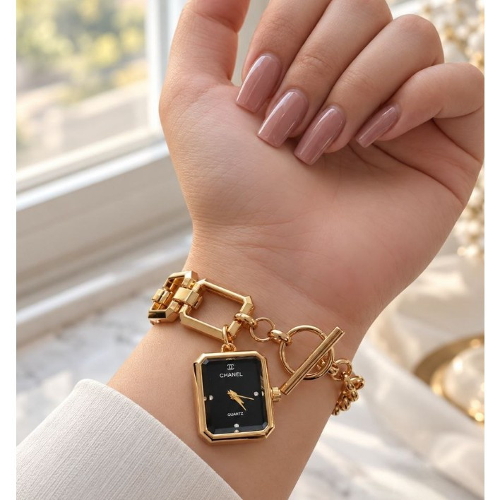ساعت مچی زنانه بند استیل قفل تی مدل اویز رنگ ثابت شنل Chanel