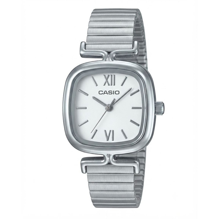 ساعت مچی زنانه بند استیل کرکره ای کاسیو مربع پاپیونی Casio