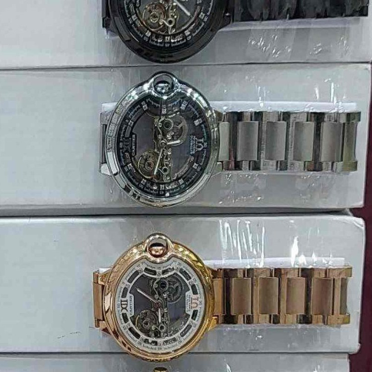 ساعت مچی مردانه اتومات موتور خطی اصلی بنداستیل رنگ ثابت قفل اصلی کارتیر Cartier
