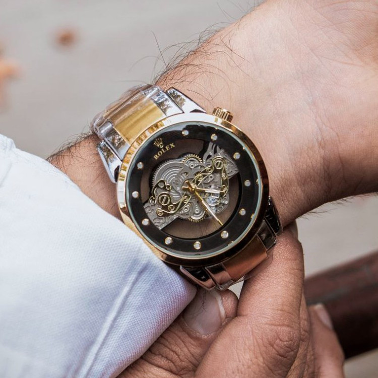 ساعت مچی مردانه کوارتز قلب باز پشت شیشه ای لاکچری رولکس 2023 ROLEX
