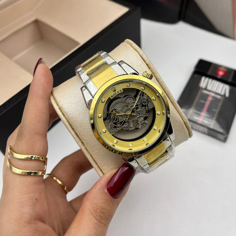 ساعت مچی مردانه کوارتز قلب باز پشت شیشه ای لاکچری رولکس 2023 ROLEX