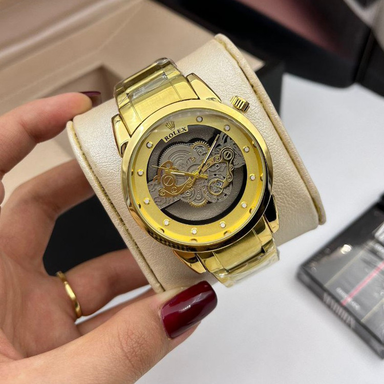 ساعت مچی مردانه کوارتز قلب باز پشت شیشه ای لاکچری رولکس 2023 ROLEX