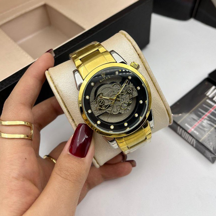 ساعت مچی مردانه کوارتز قلب باز پشت شیشه ای لاکچری رولکس 2023 ROLEX