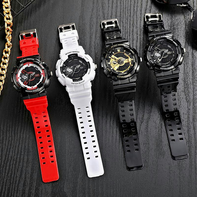 ساعت مچی دخترانه و پسرانه دوزمانه اسپرت ضداب پمپی Sport watch